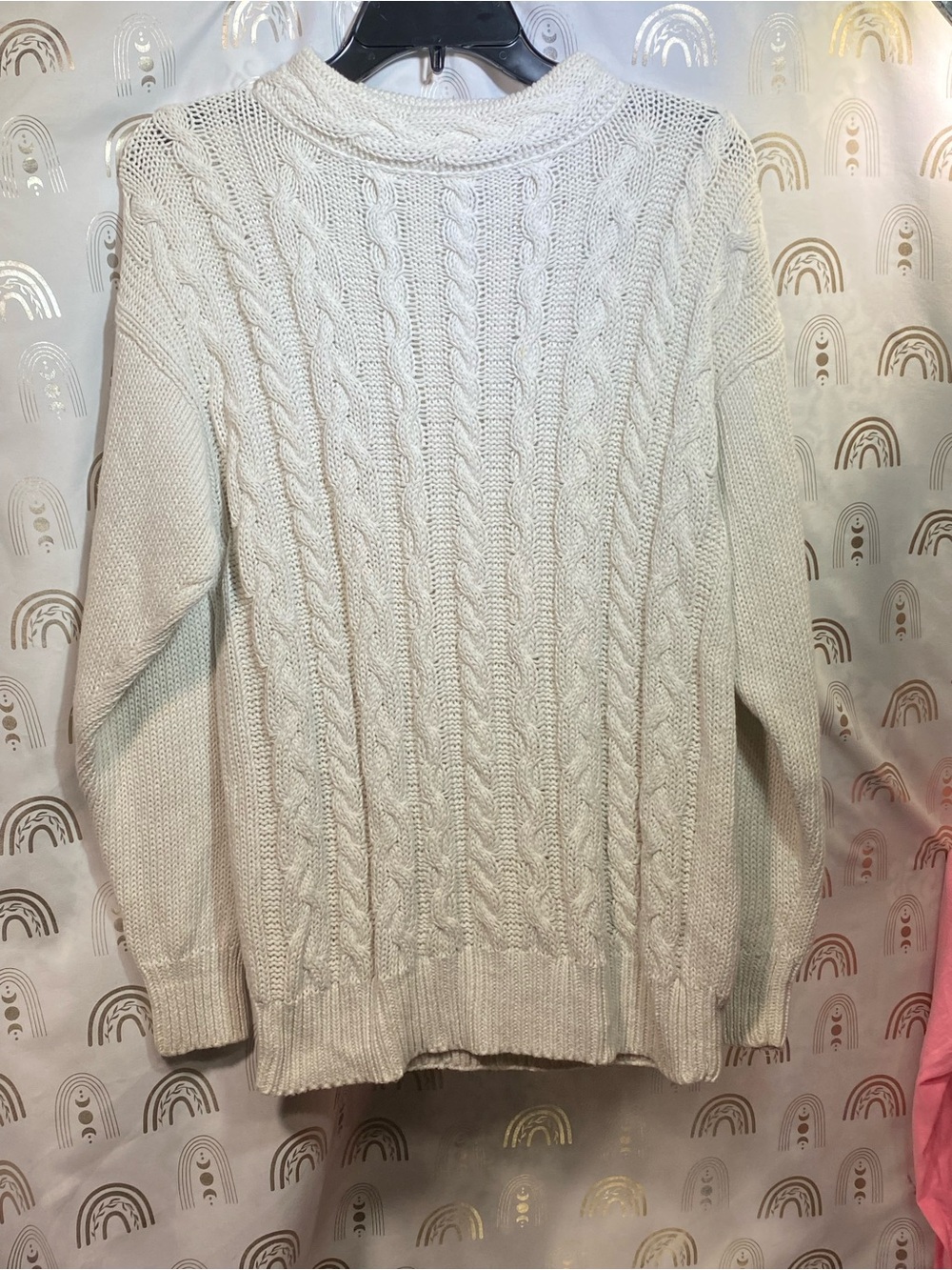 Cable Knit Crewneck Sweater in Cream